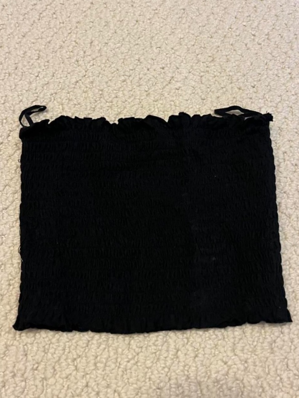 black smocked bandeau tube top